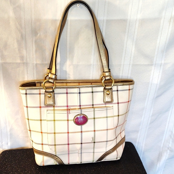 Coach Peyton Tattersall Plaid Purse